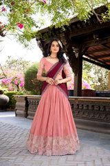 Silver Glossy Lehenga with Sequins & Hotfix Embroidery | Silk Lined with Rangoli Silk Dupatta