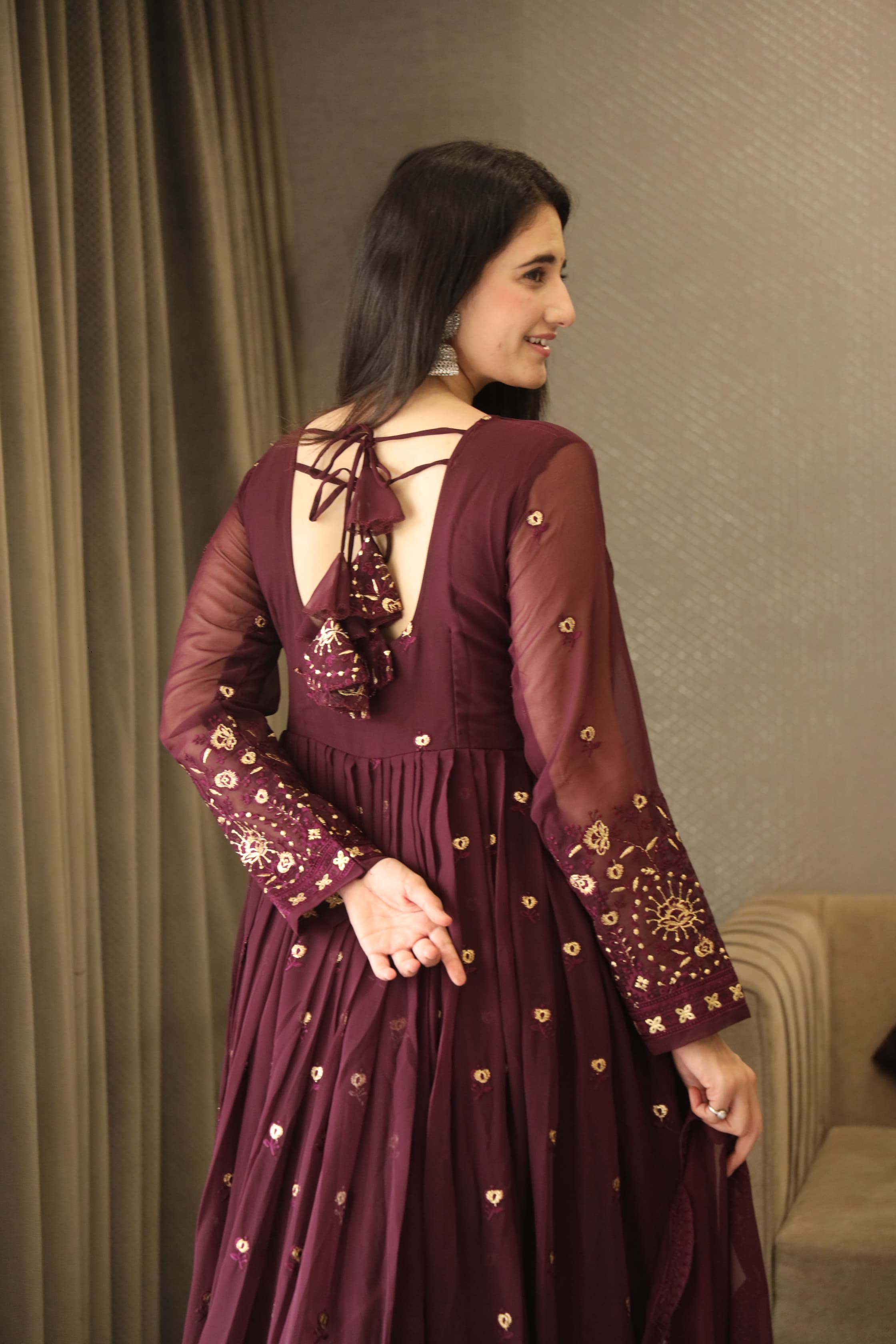 Georgette Multicolor Embroidered Kurta Set with Dupatta