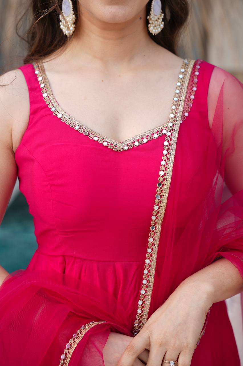 Heavy Pure Romansilk Chanderi Kurta with Soft Nylon Net Dupatta