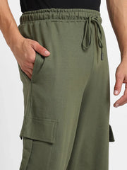 Men’s Korean Military Green Cargo Joggers – Relaxed Fit, Streetwear Style with Multiple Utility Pockets & Adjustable Drawstring Hem