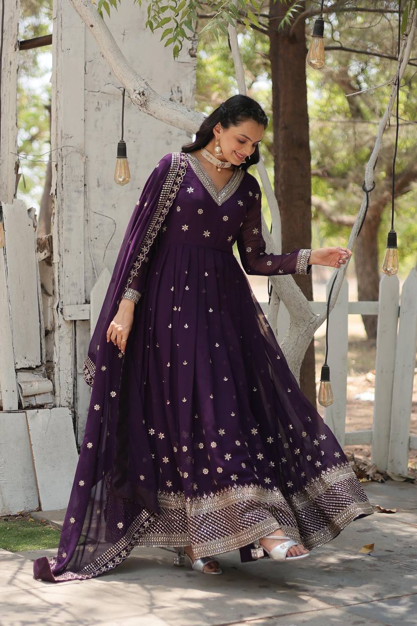Faux Blooming Sequins Embroidered Kurta Set with Micro Cotton Pants