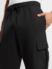 Men’s Korean Black Cargo Joggers – Relaxed Fit, Streetwear Style with Multiple Utility Pockets & Adjustable Drawstring Hem