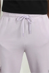 Men’s Korean Lavender Cargo Joggers – Relaxed Fit, Streetwear Style with Multiple Utility Pockets & Adjustable Drawstring Hem