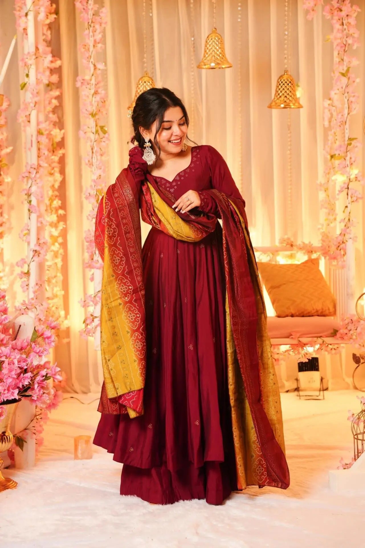 Silk Kurta Set – With Palazzo & Organza Dupatta
