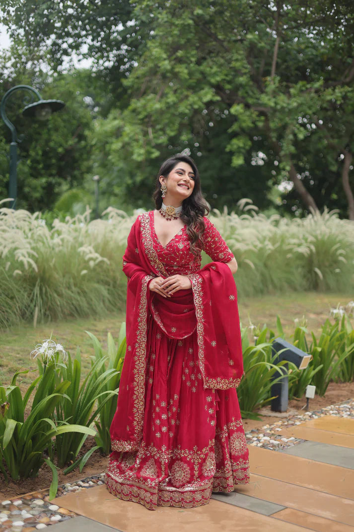 Rangoli Silk Lehenga with Heavy Sequins & Thread Embroidery