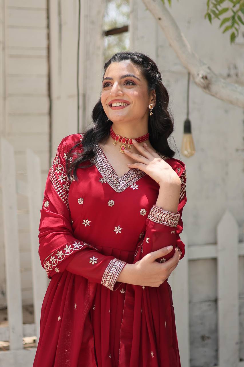 Elegant Faux Blooming Sequined Kurta Set with Micro Cotton Pants