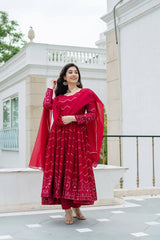 Embroidered Faux Georgette Suit Set - Secret Pleasure